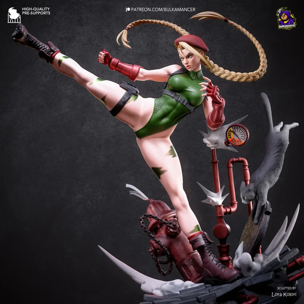 Готовая фигурка Кэмми Street Fighter от Bulkamancer вид спереди на диораме