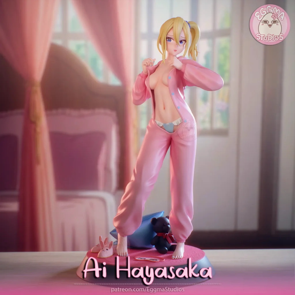 3D модель Ai Hayasaka от EggmaStudios цветной рендер фигурки в пижаме кигуруми